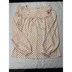 Loft Outlet Women's Geometric Print Smocked Ruffle Blouse Top Size XS